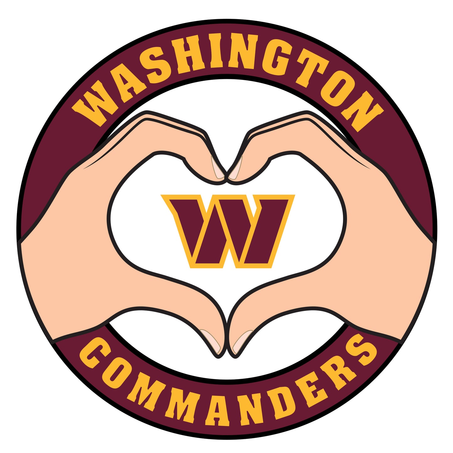Washington Commanders Heart Hands Decal
