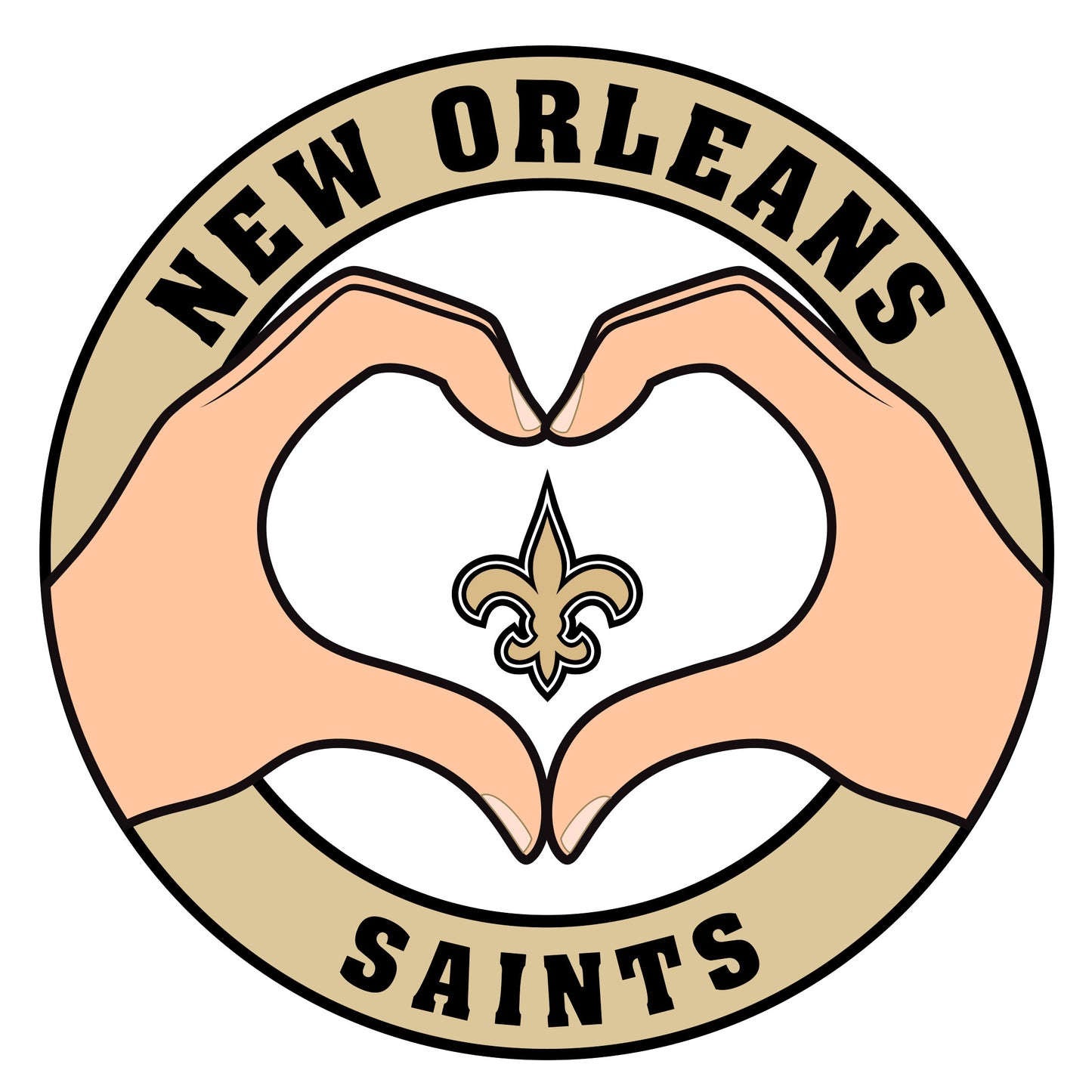 New Orleans Saints Heart Hands Decal