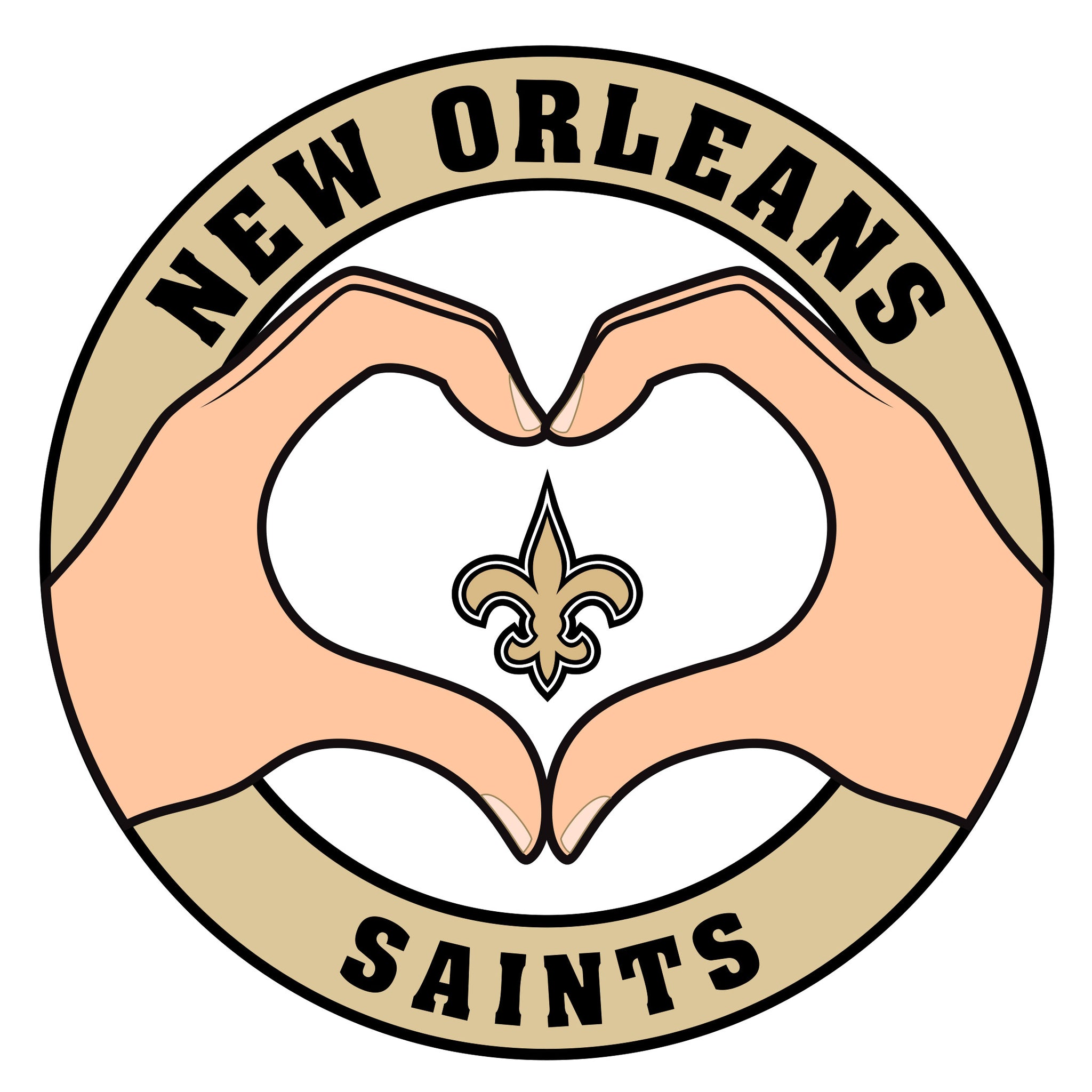 New Orleans Saints Heart Hands Decal
