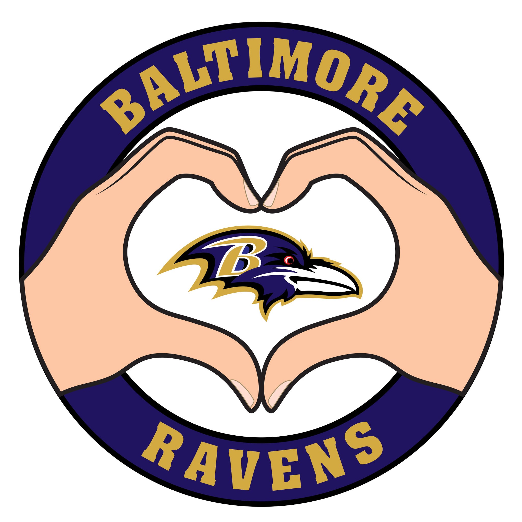 Baltimore Ravens Heart Hands Decal