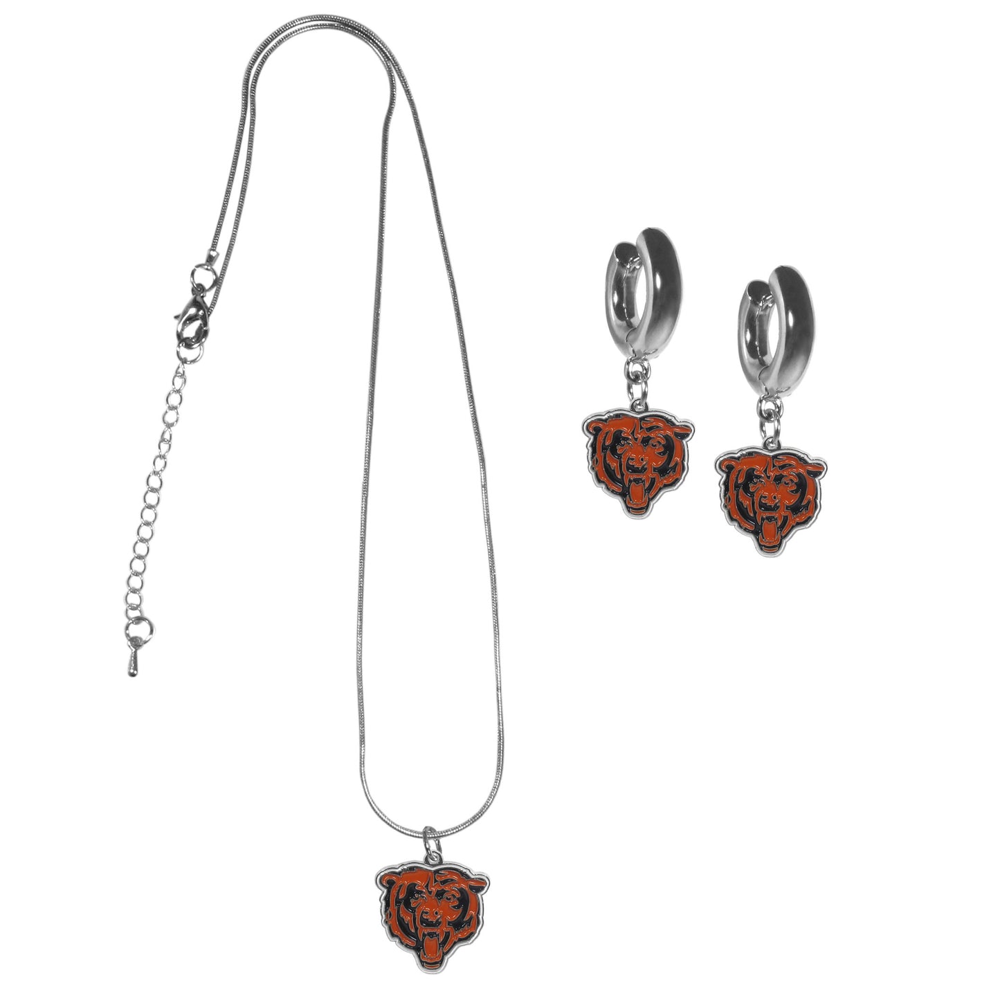 Chicago Bears Huggie Hoop Earrings and Necklace Set