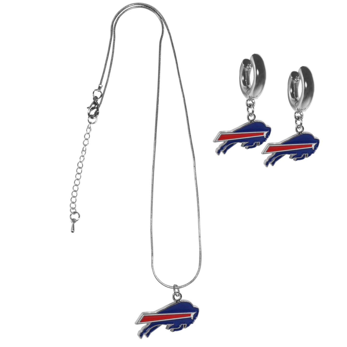 Buffalo Bills Huggie Hoop Earrings and Necklace Set