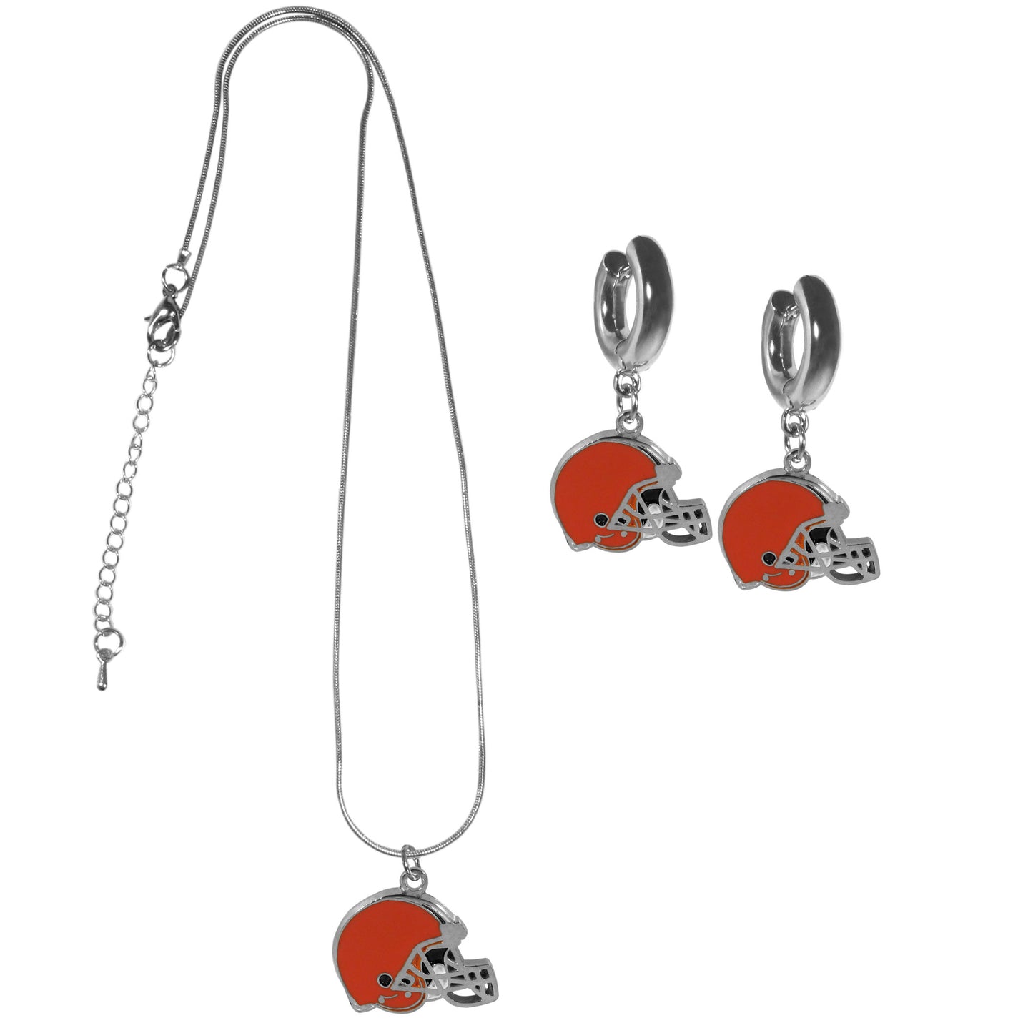 Cleveland Browns Huggie Hoop Earrings and Necklace Set