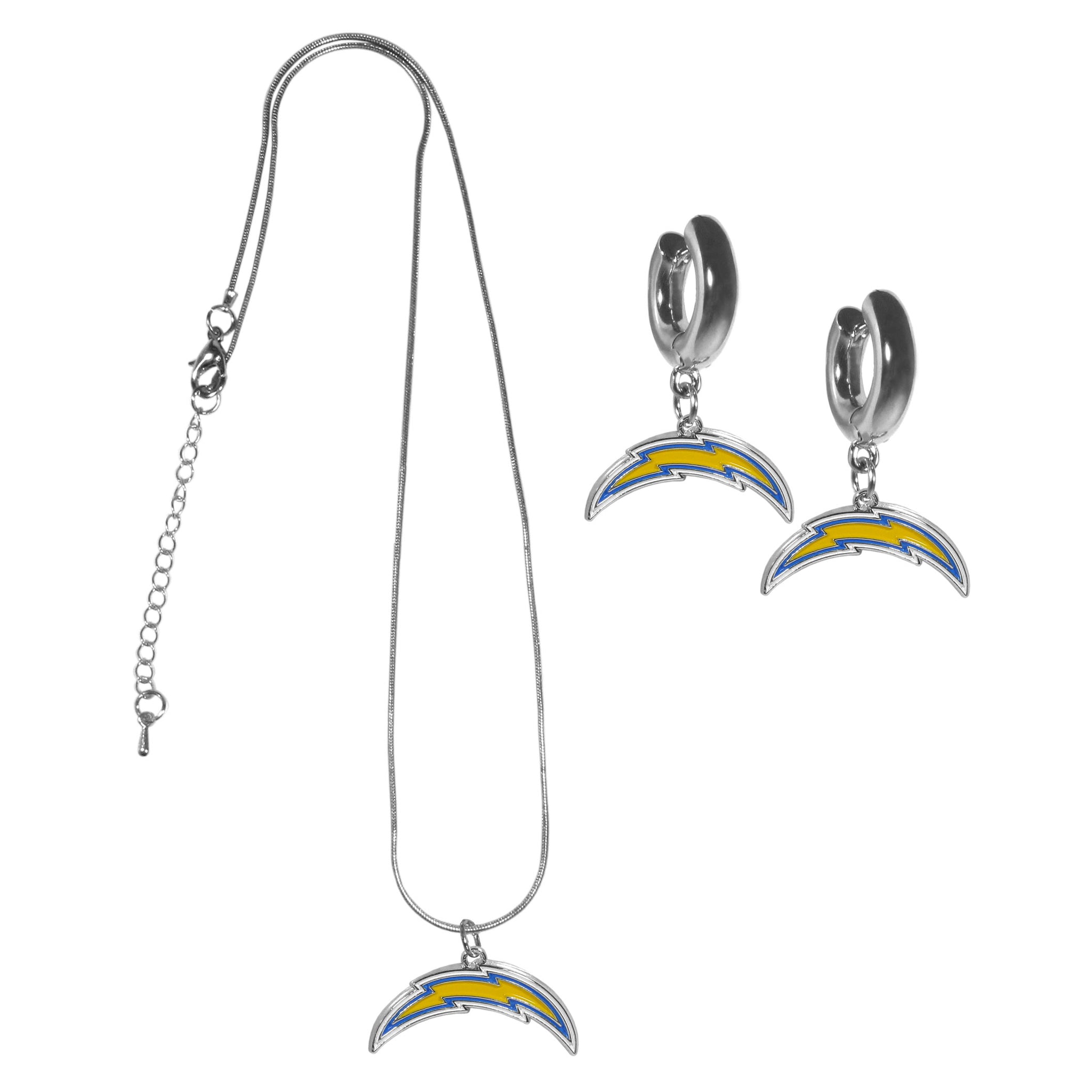 Los Angeles Chargers Huggie Hoop Earrings and Necklace Set