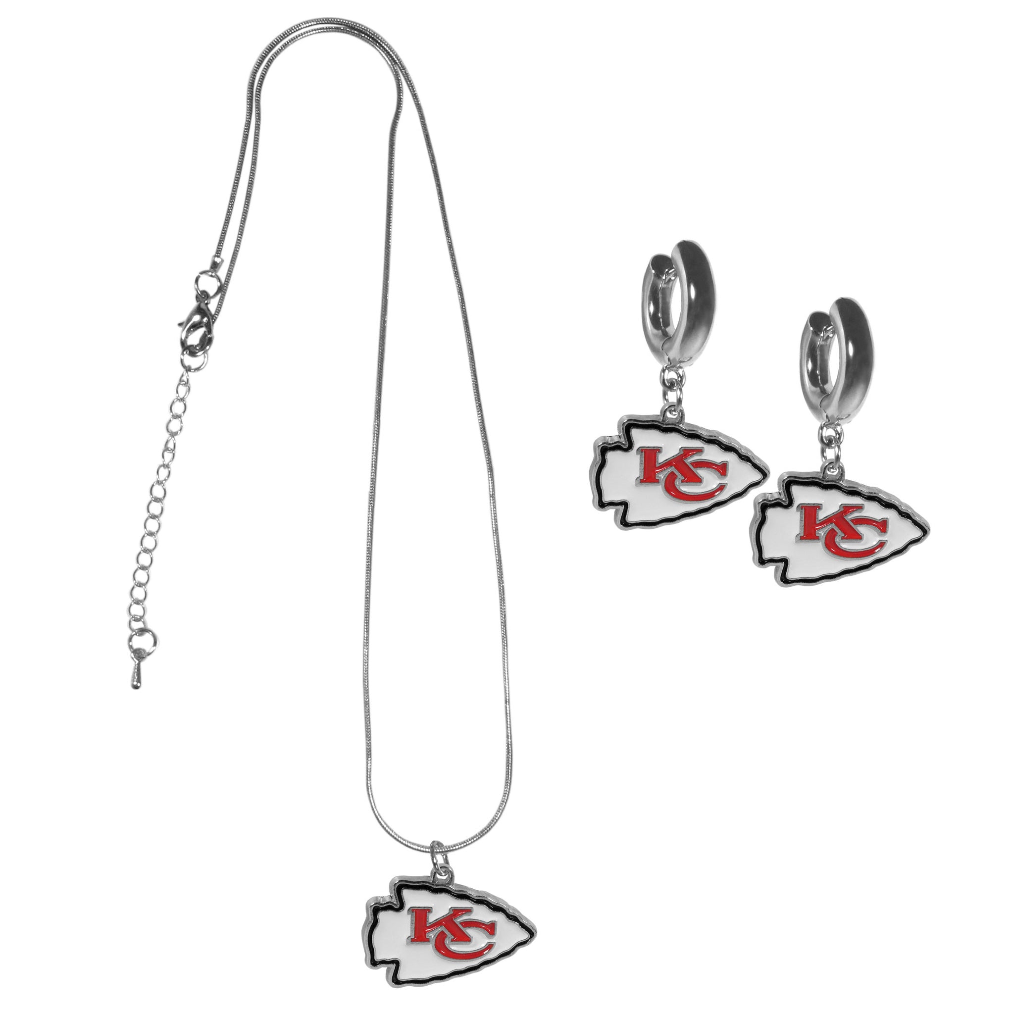 Kansas City Chiefs Huggie Hoop Earrings and Necklace Set