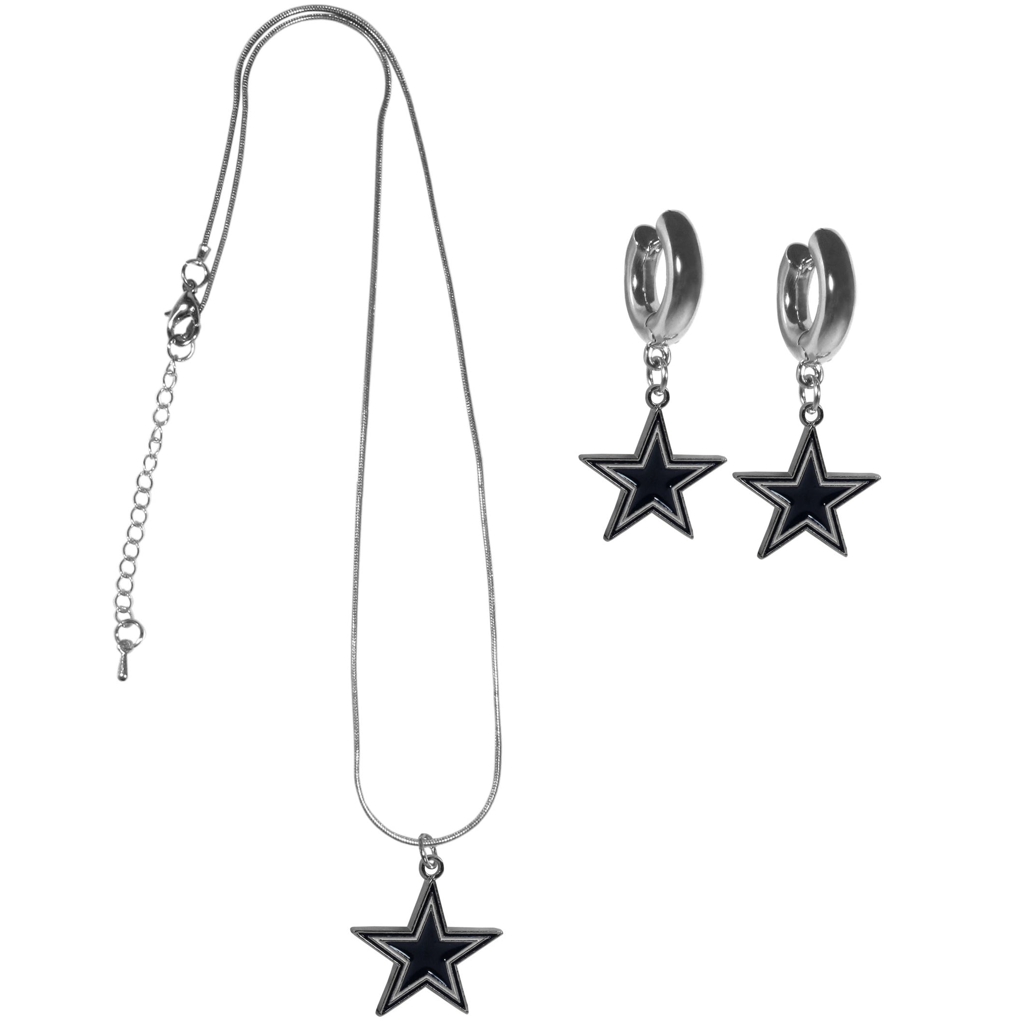 Dallas Cowboys Huggie Hoop Earrings and Necklace Set