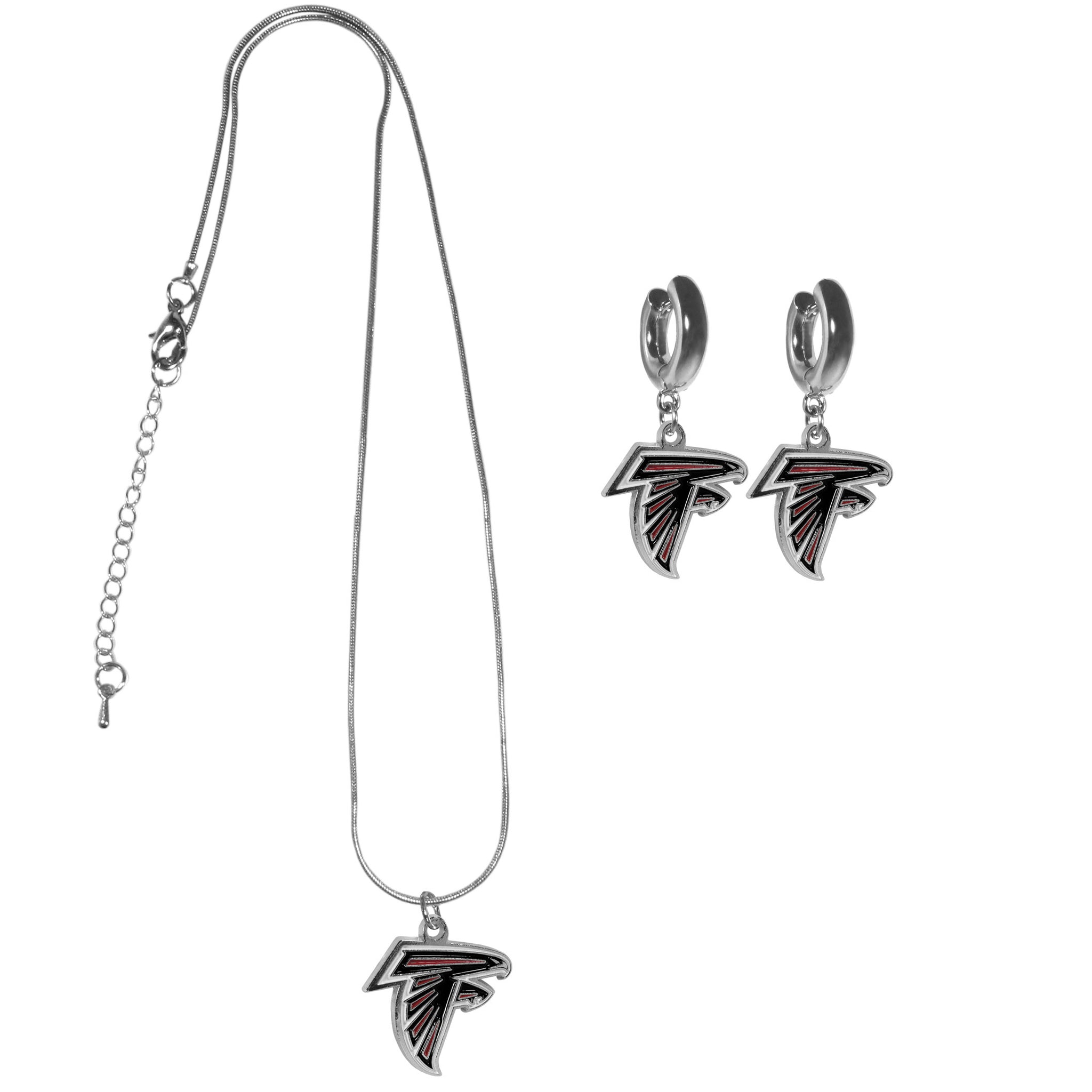 Atlanta Falcons Huggie Hoop Earrings and Necklace Set