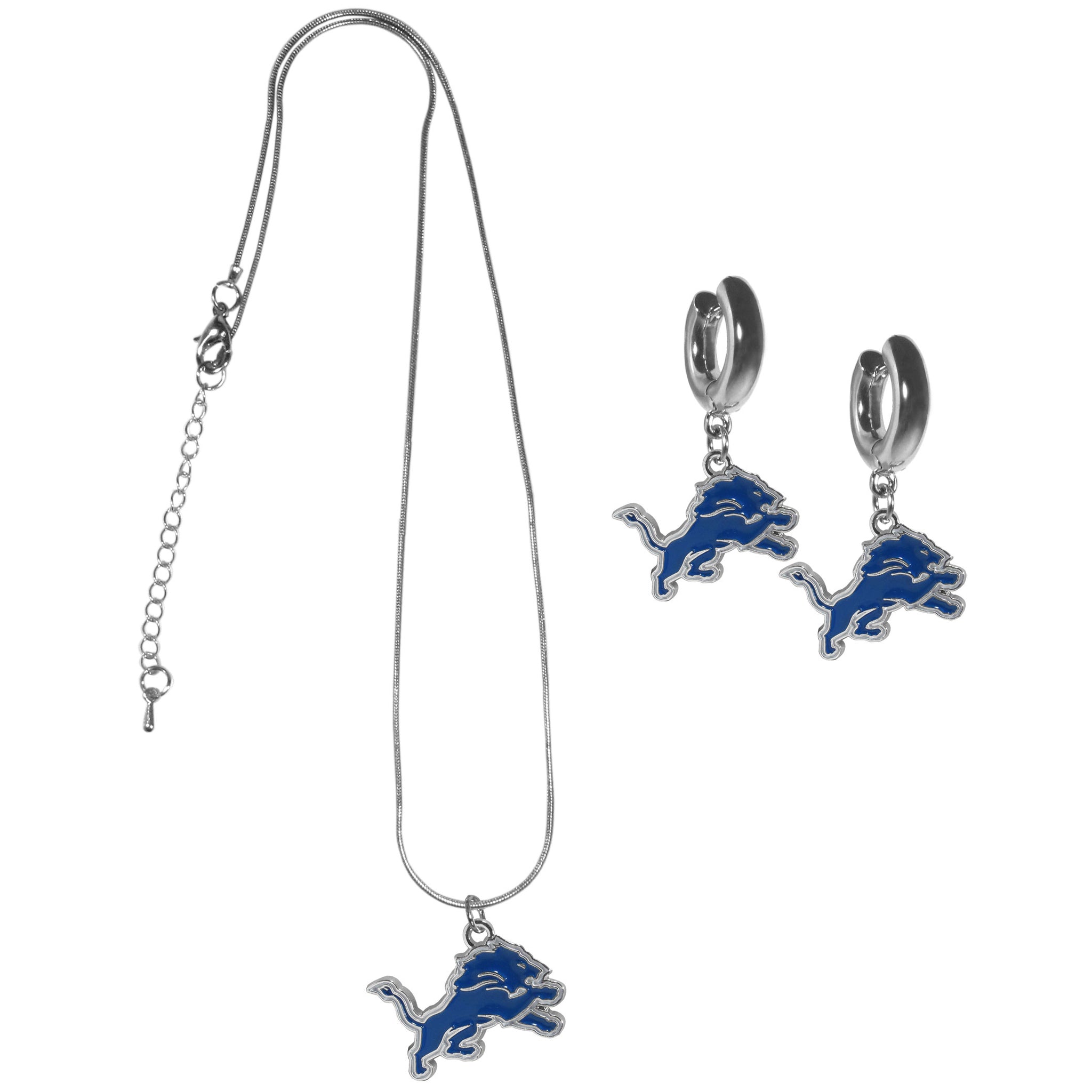 Detroit Lions Huggie Hoop Earrings and Necklace Set