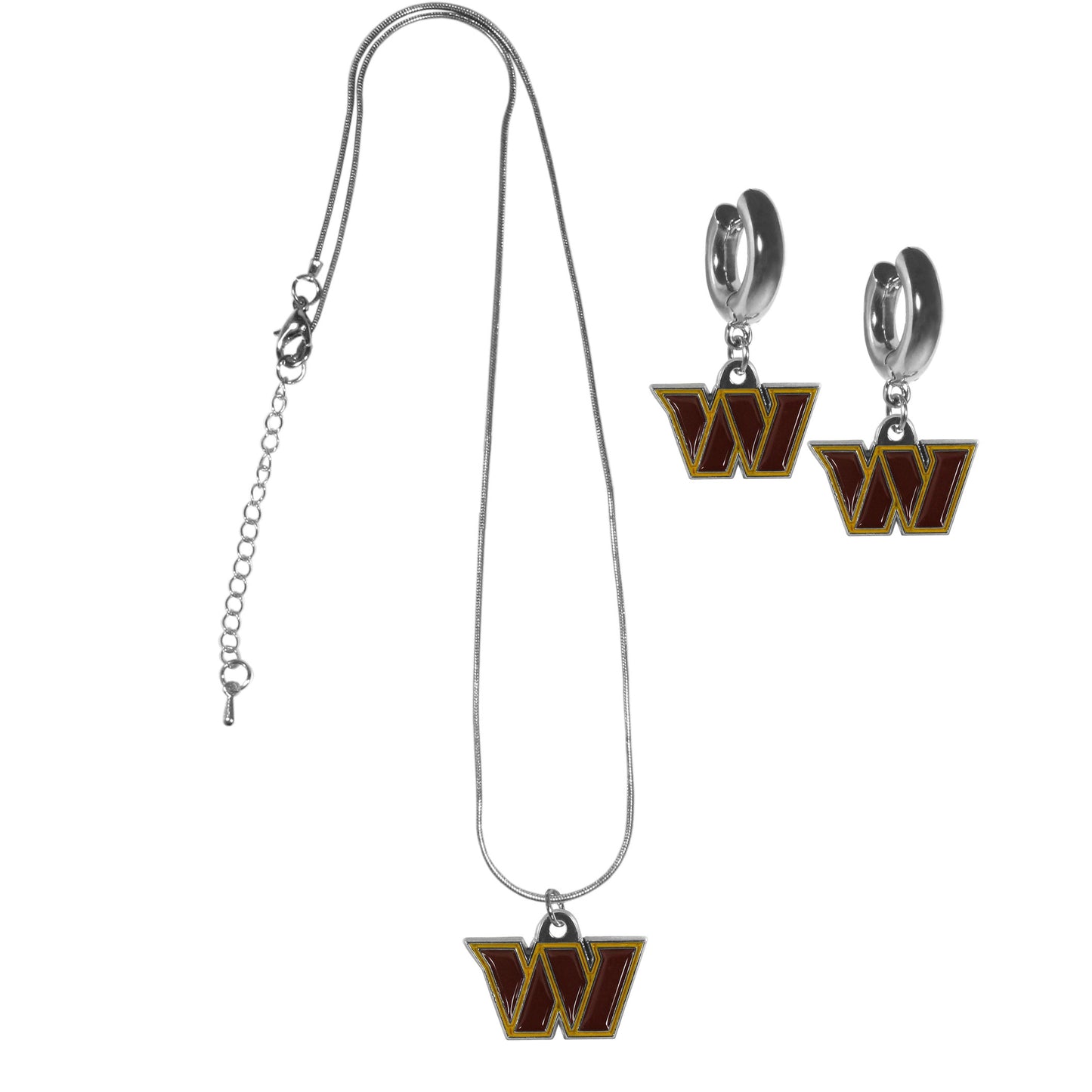 Washington Commanders Huggie Hoop Earrings and Necklace Set