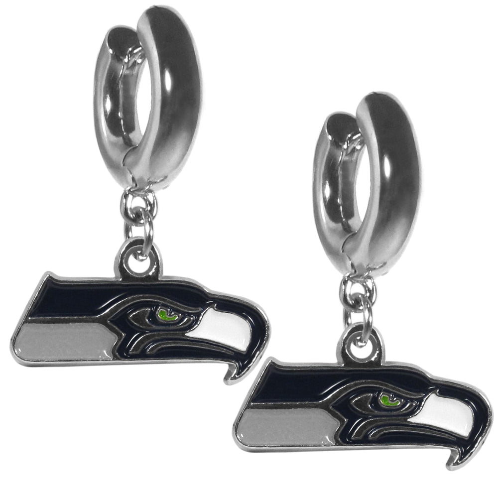 Seattle Seahawks Huggie Hoop Earrings - Seattle Seahawks