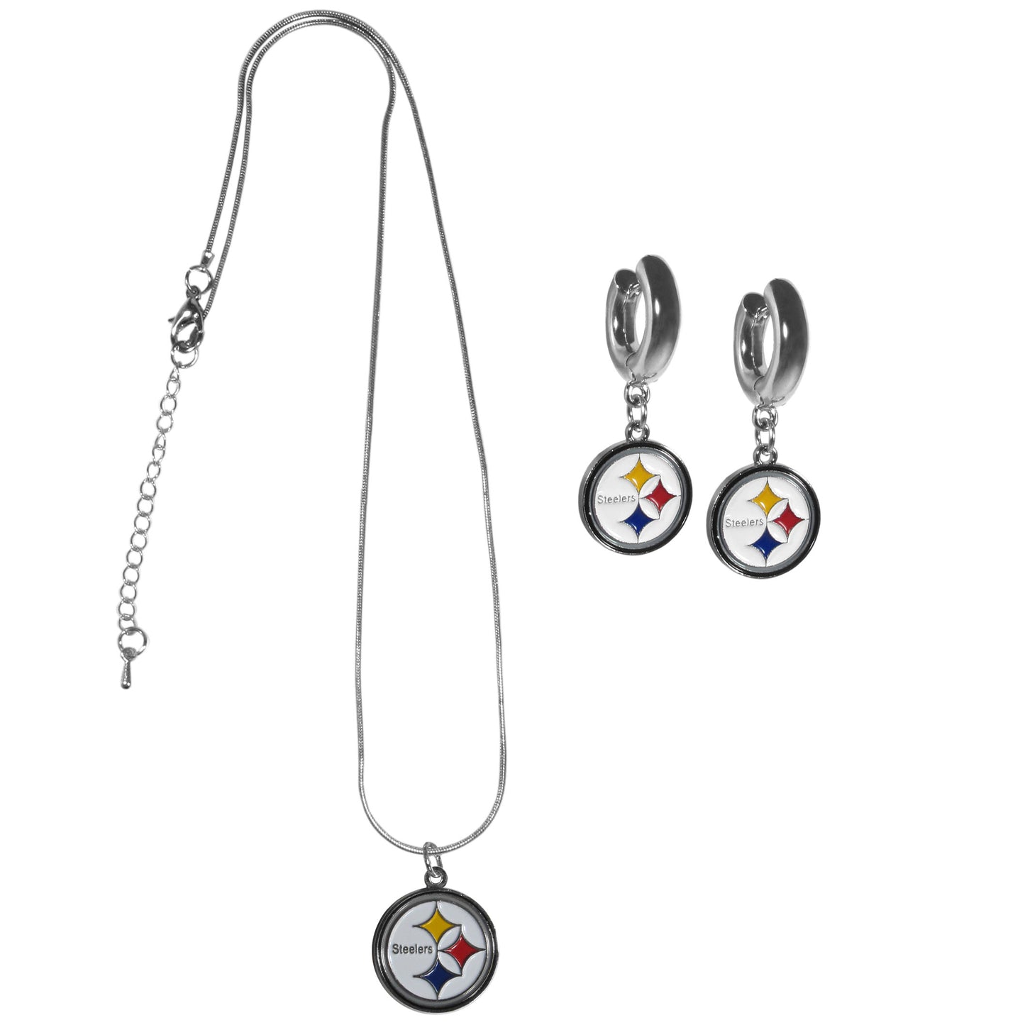 Pittsburgh Steelers Huggie Hoop Earrings and Necklace Set