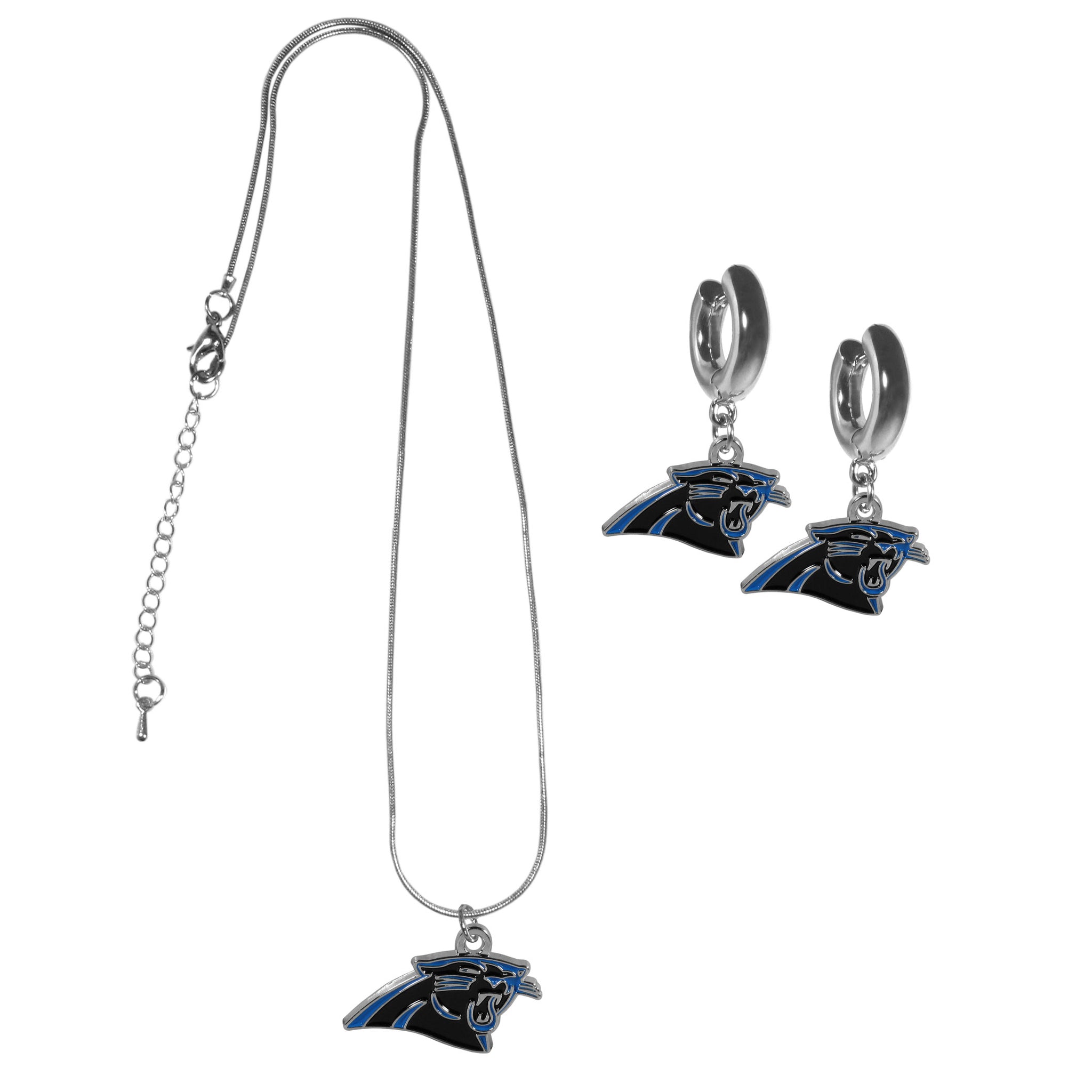 Carolina Panthers Huggie Hoop Earrings and Necklace Set