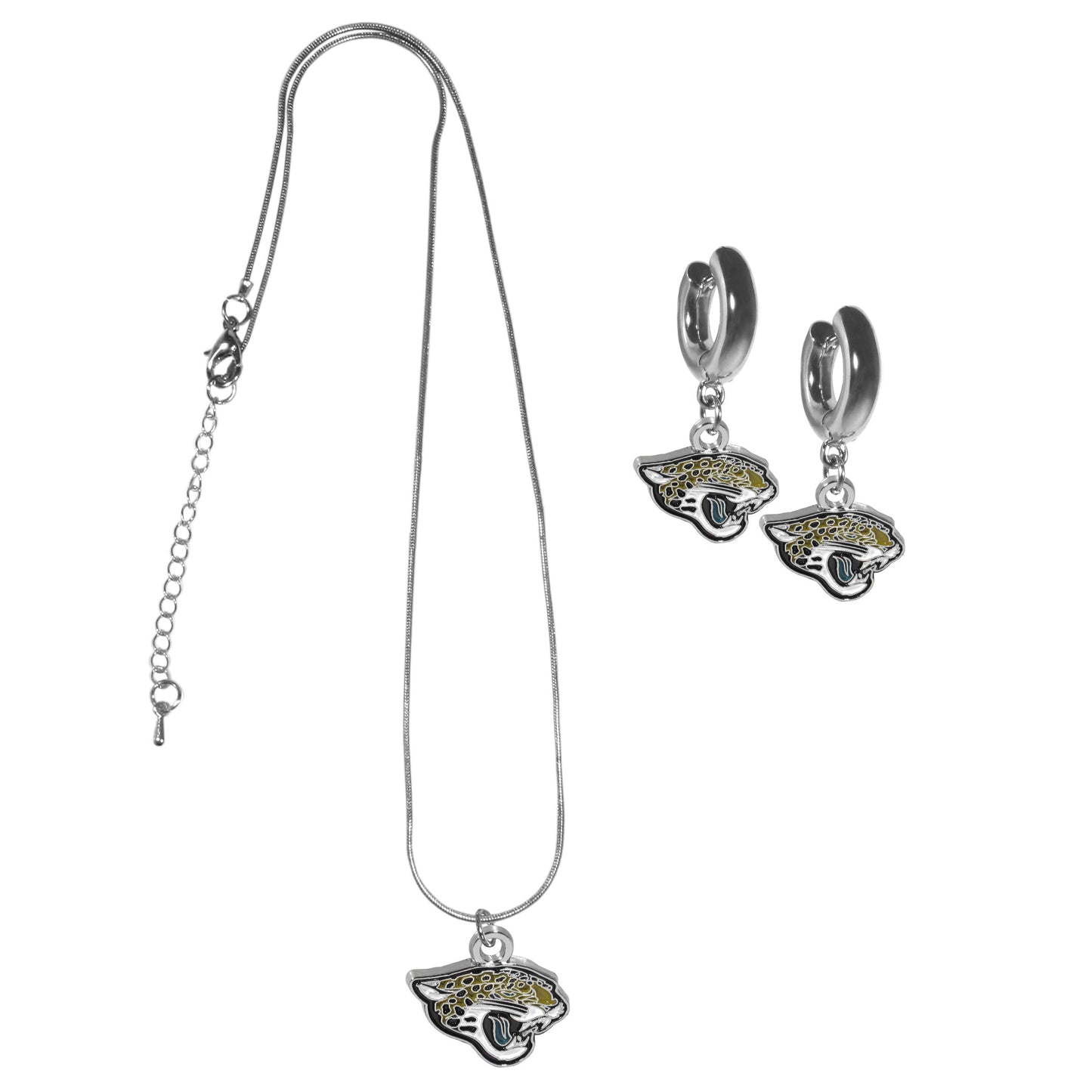 Jacksonville Jaguars Huggie Hoop Earrings and Necklace Set