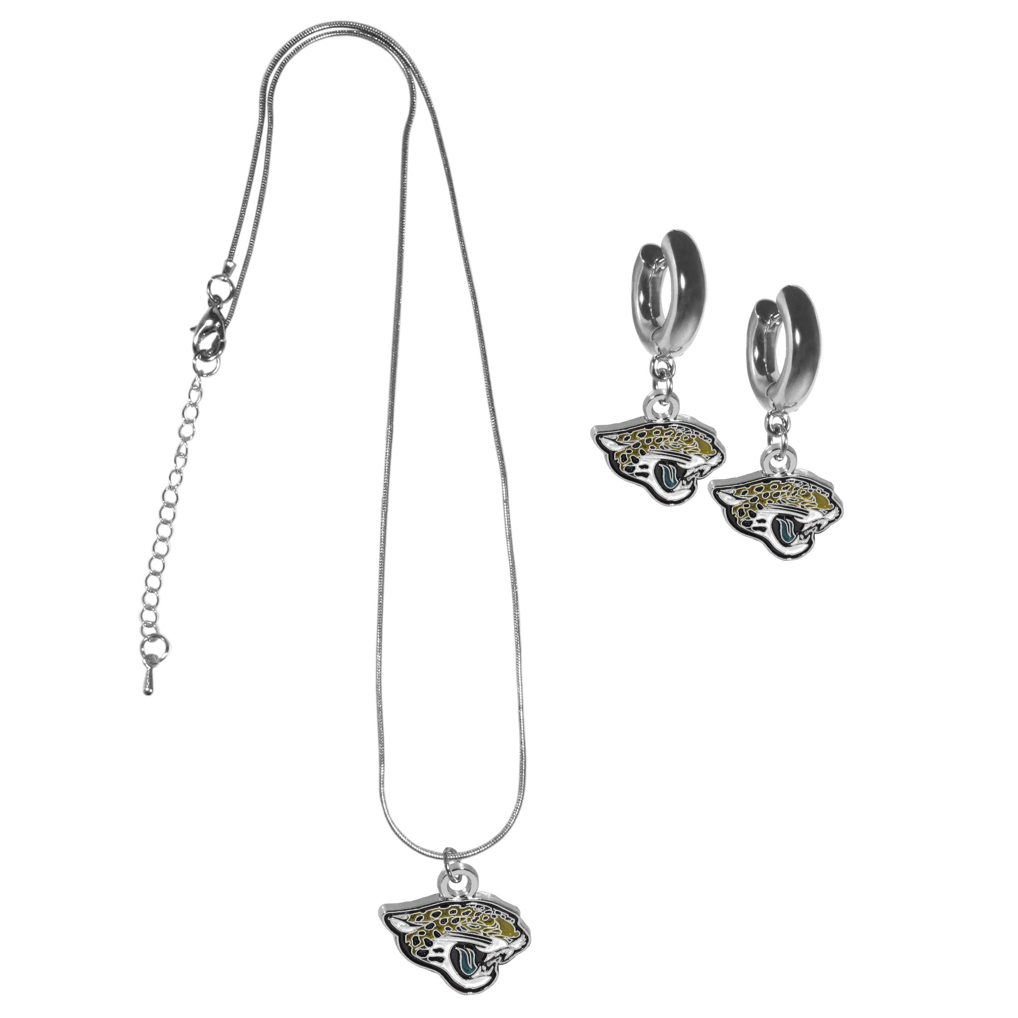 Jacksonville Jaguars Huggie Hoop Earrings and Necklace Set