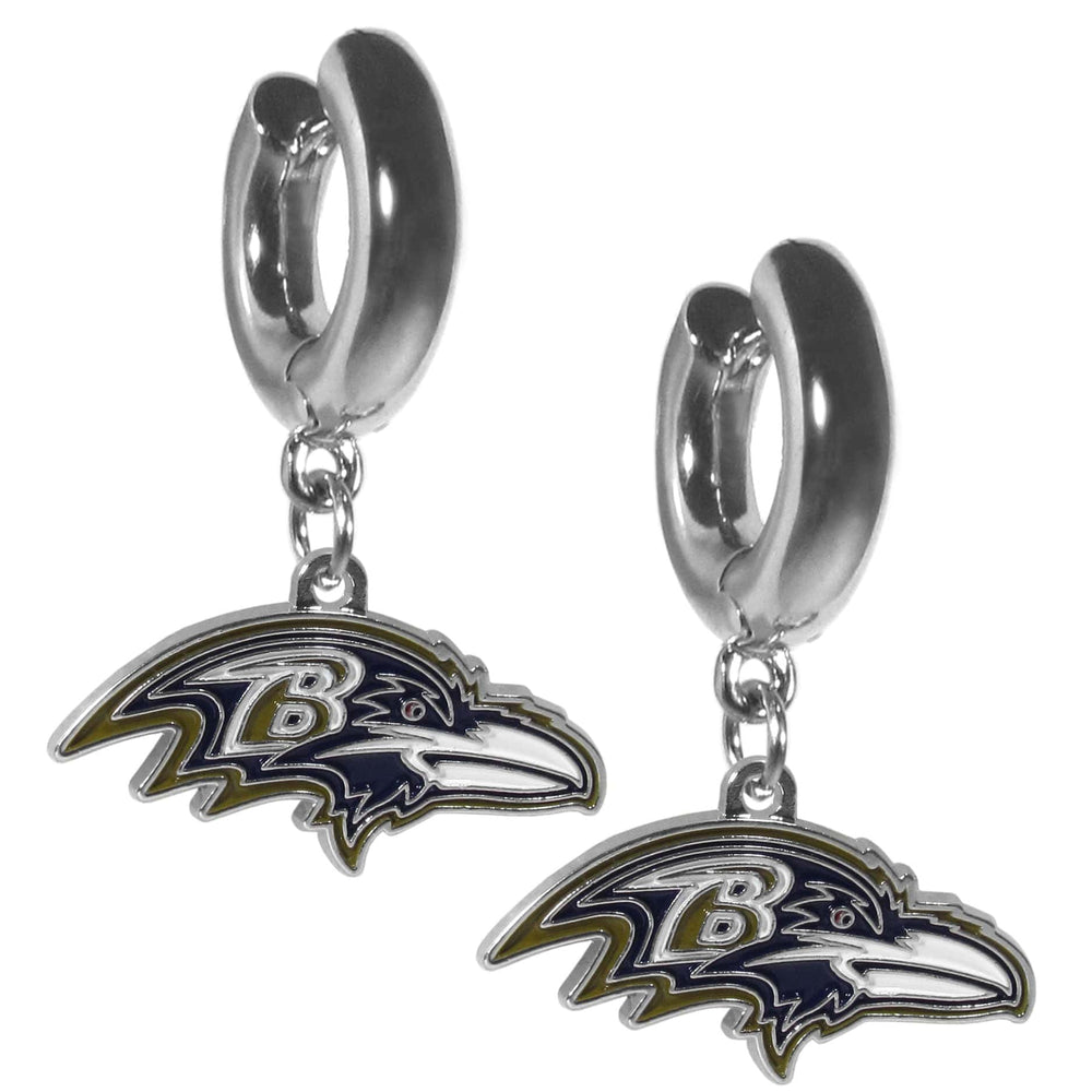 Baltimore Ravens Huggie Hoop Earrings - Baltimore Ravens