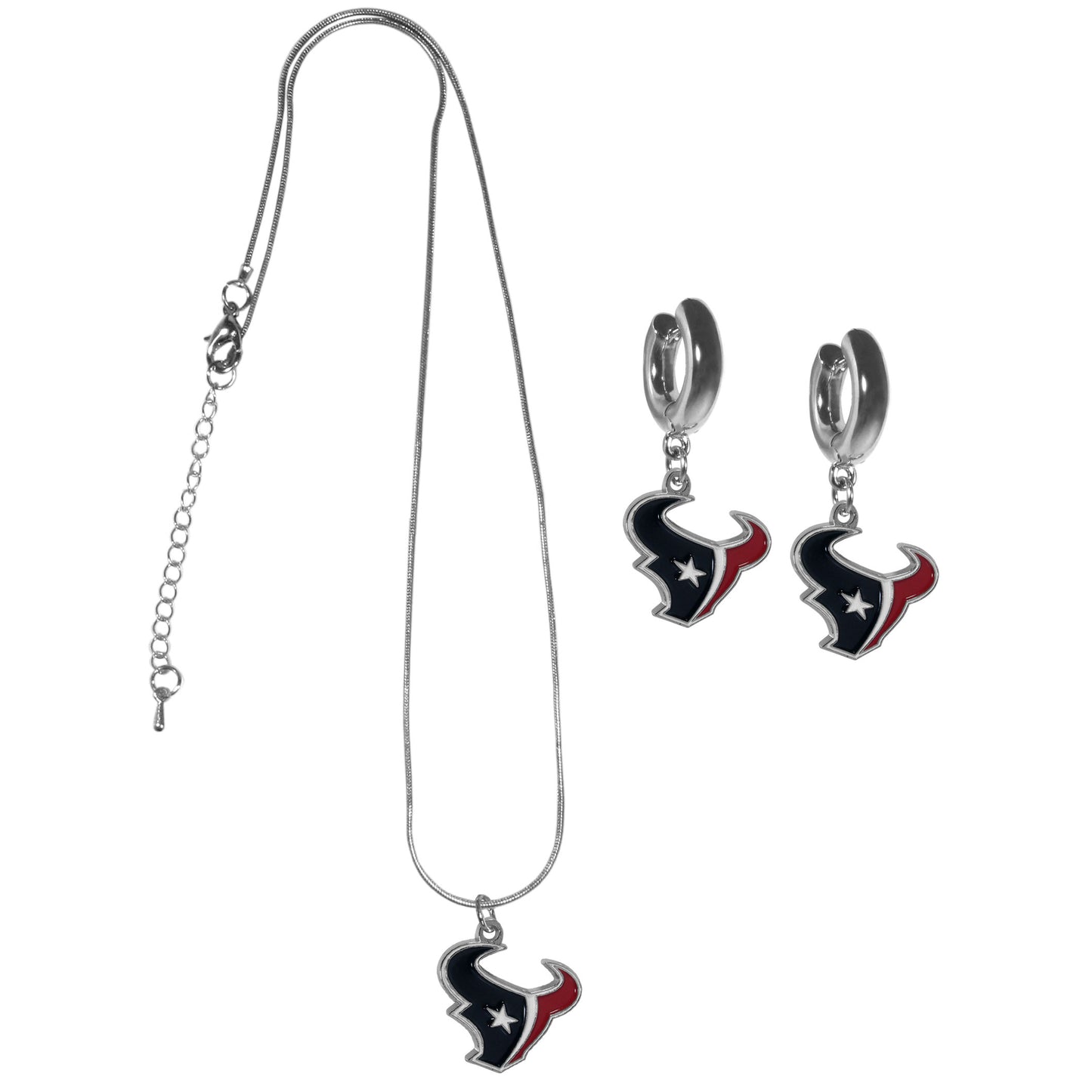 Houston Texans Huggie Hoop Earrings and Necklace Set