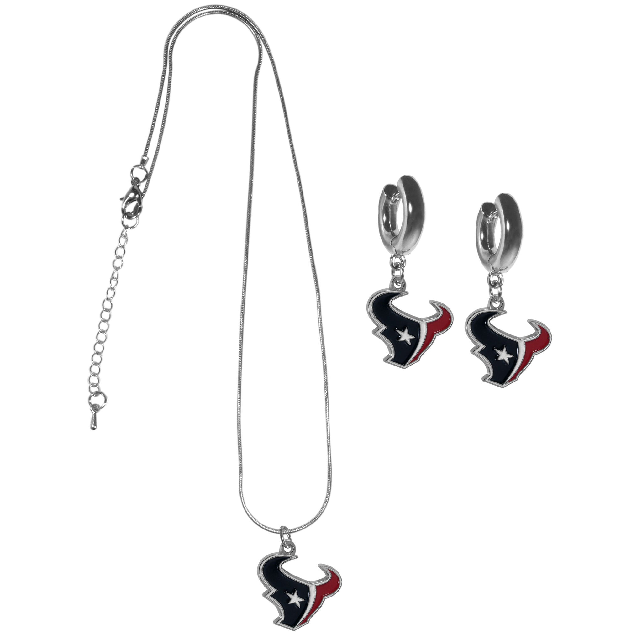 Houston Texans Huggie Hoop Earrings and Necklace Set