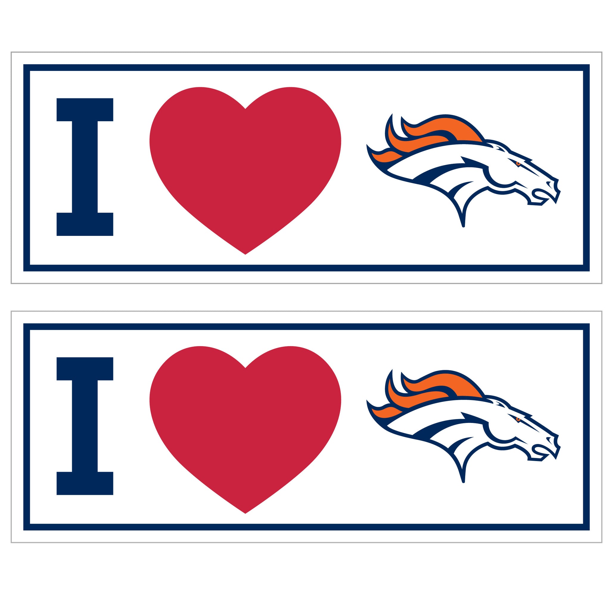 Denver Broncos I Heart Bumper Style Decal, 2 pack