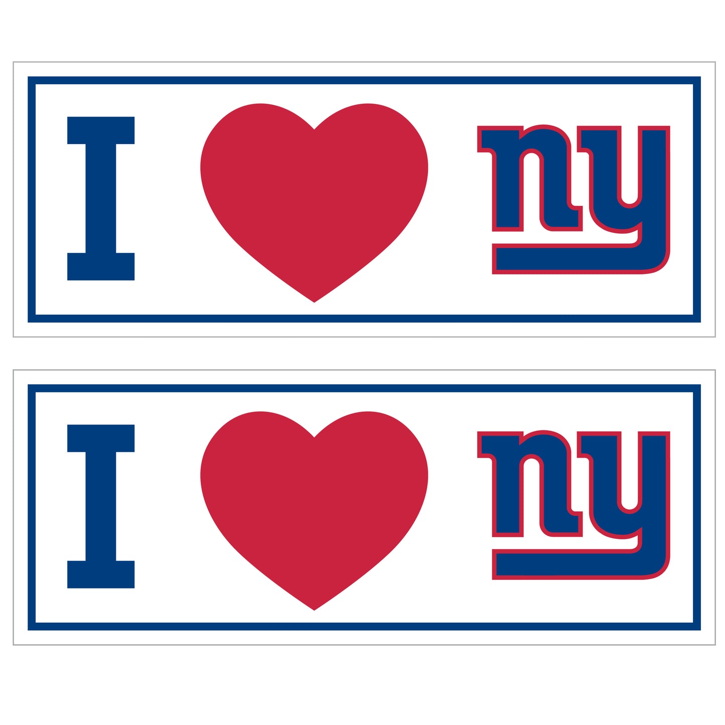 New York Giants I Heart Bumper Style Decal, 2 pack