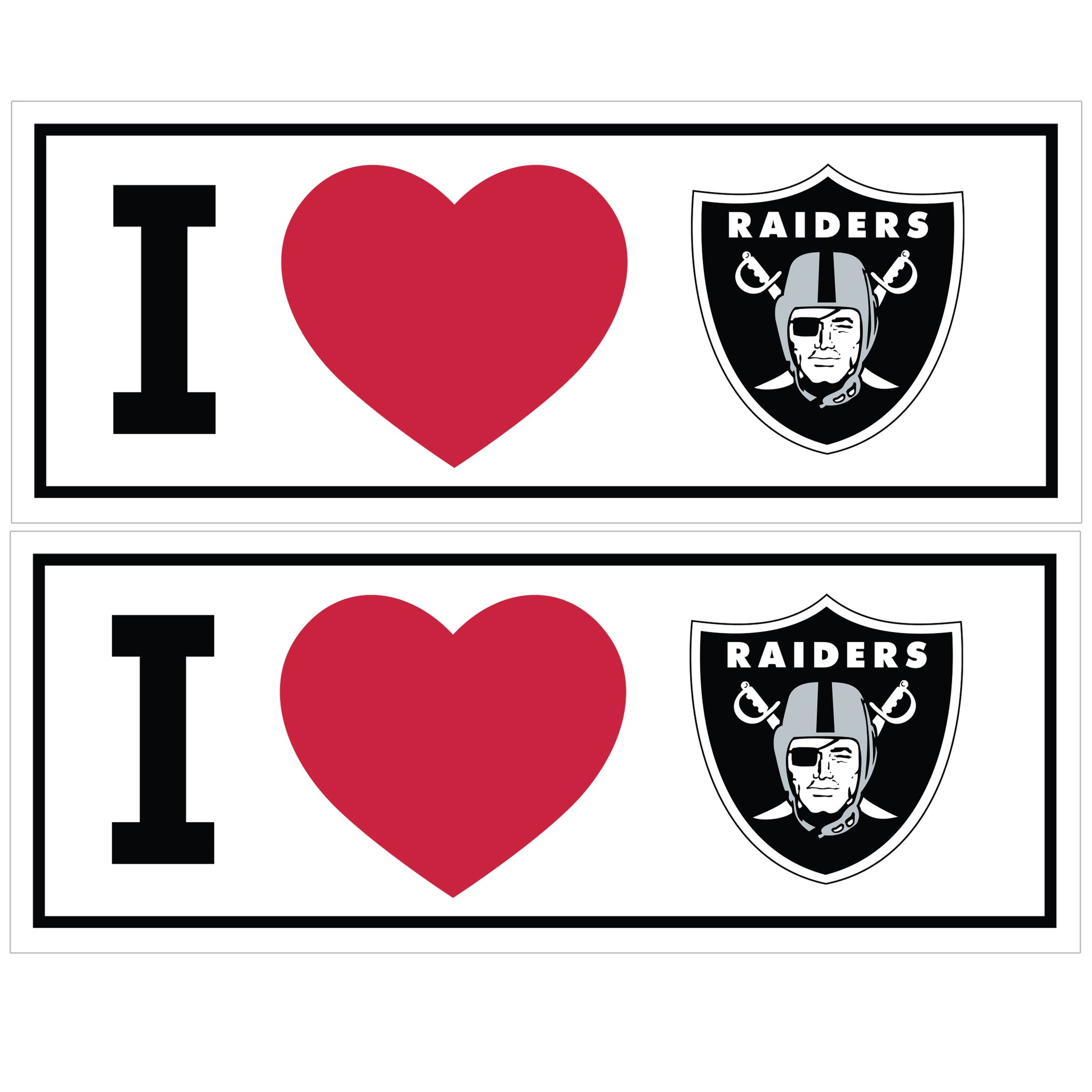 Las Vegas Raiders I Heart Bumper Style Decal, 2 pack