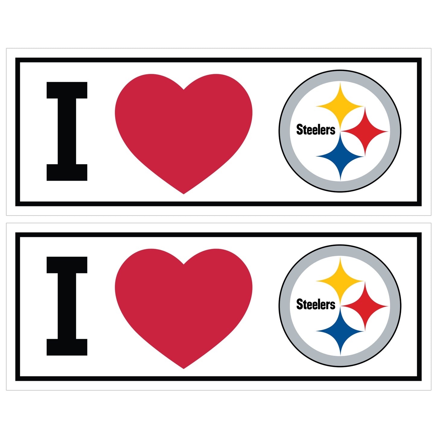 Pittsburgh Steelers I Heart Bumper Style Decal, 2 pack