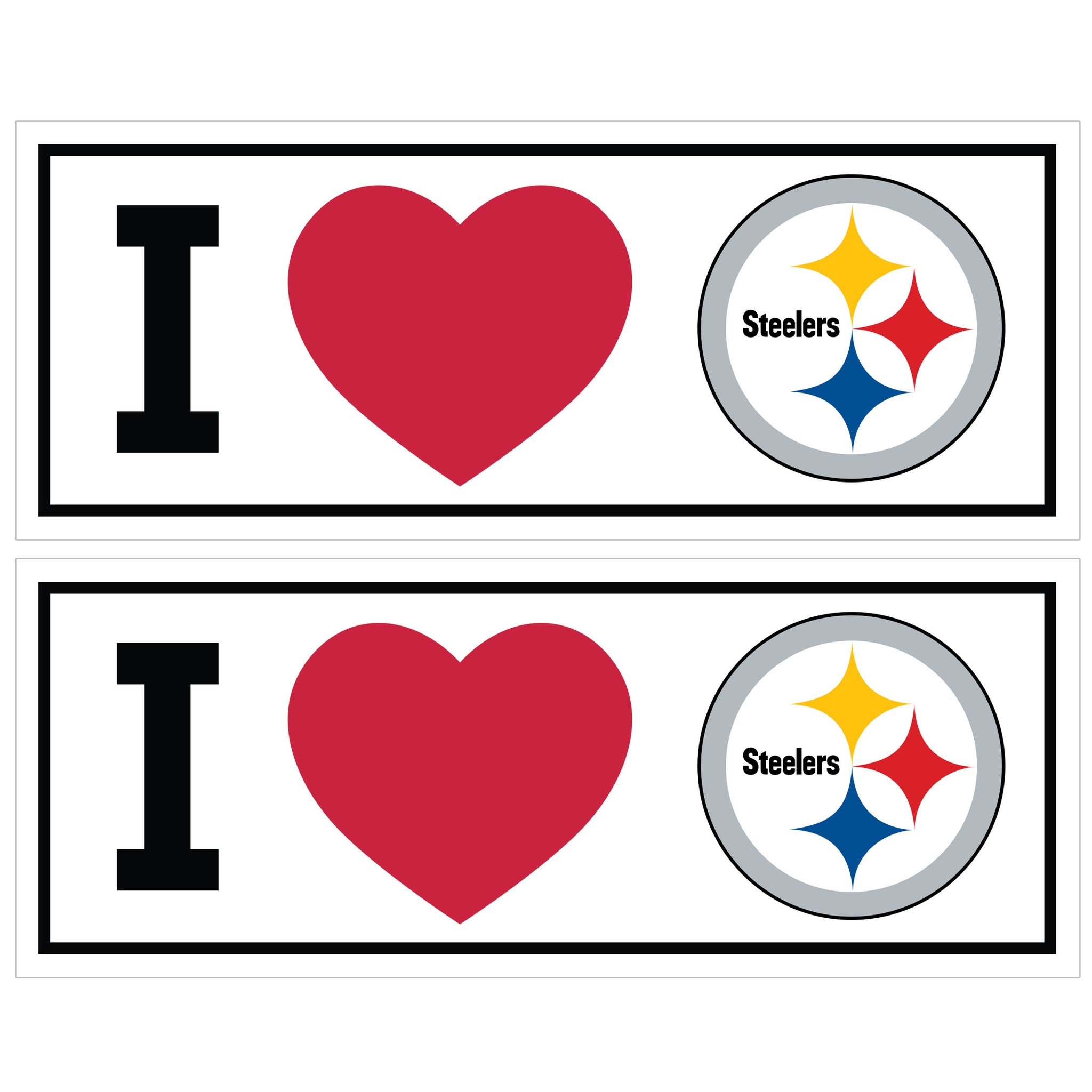 Pittsburgh Steelers I Heart Bumper Style Decal, 2 pack