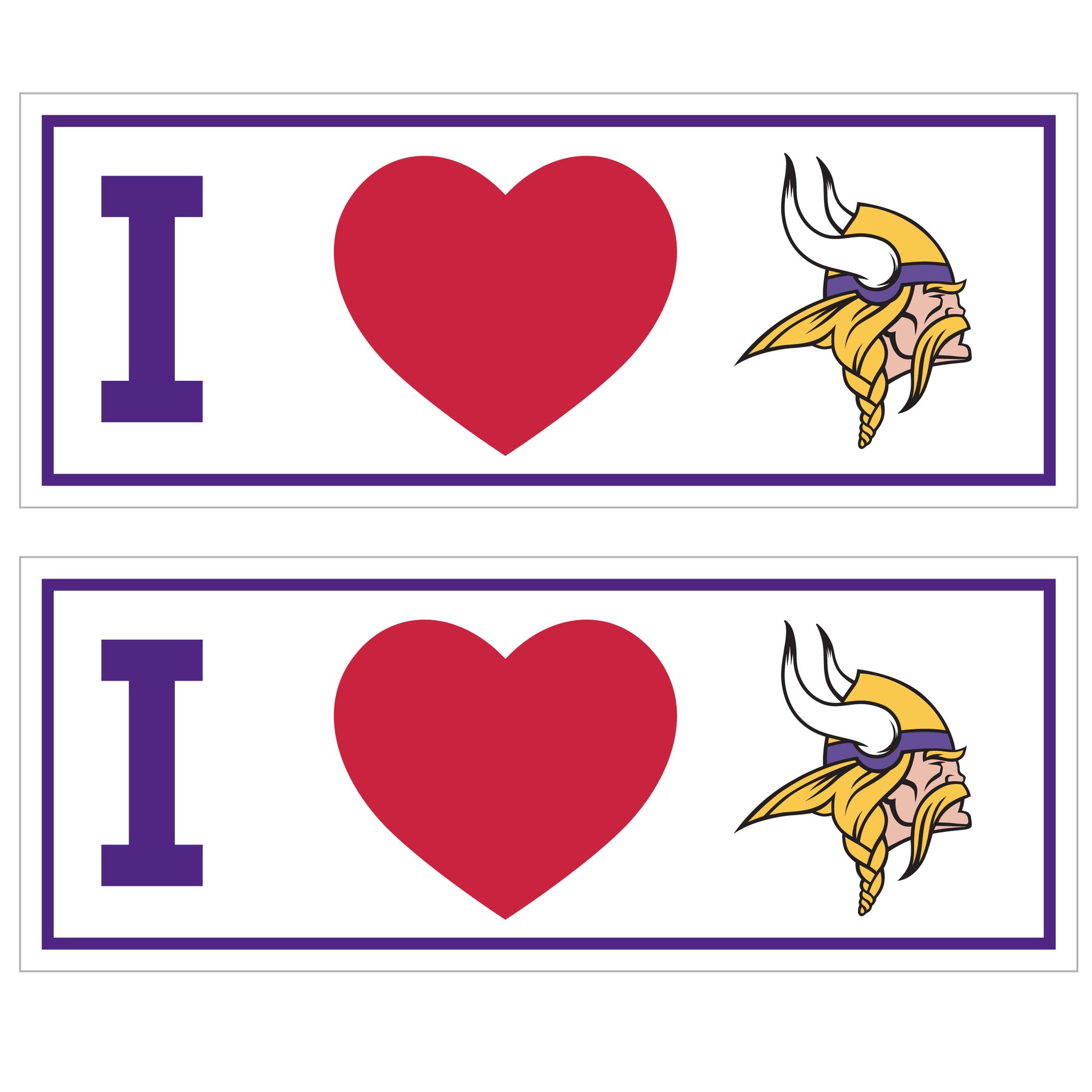 Minnesota Vikings I Heart Bumper Style Decal, 2 pack