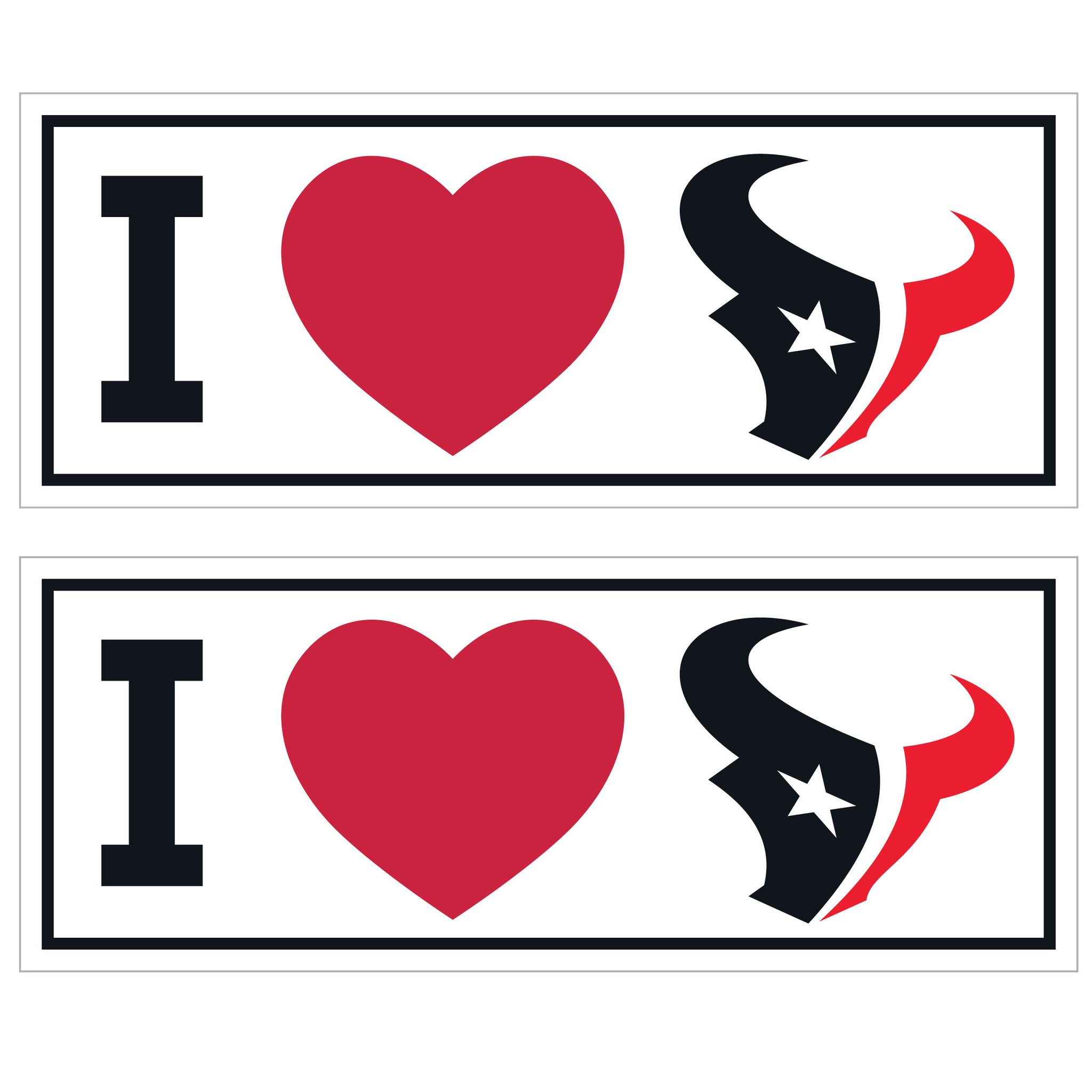 Houston Texans I Heart Bumper Style Decal, 2 pack