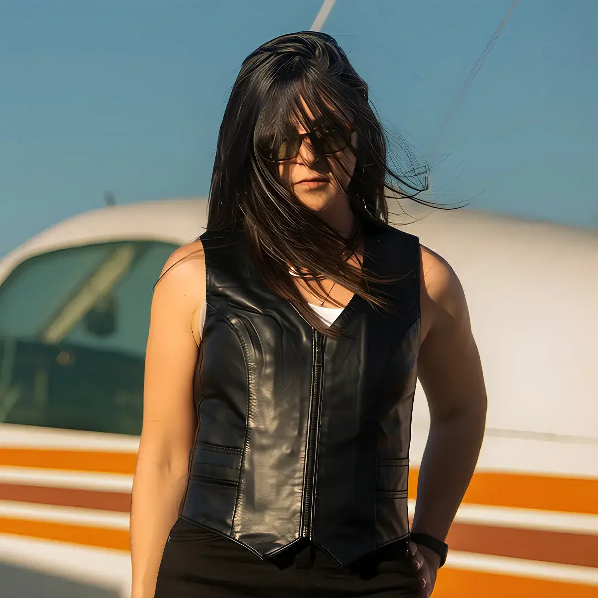 Savannah Women's Western Style Motorcycle Leather Vest - First Manufacturing Company - Flyclothing LLC