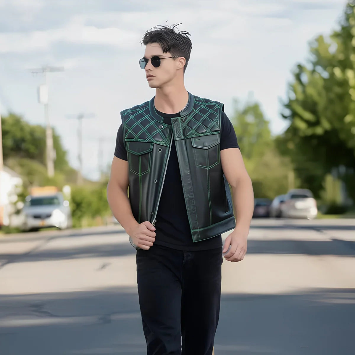Upside Men's Club Style Leather Vest