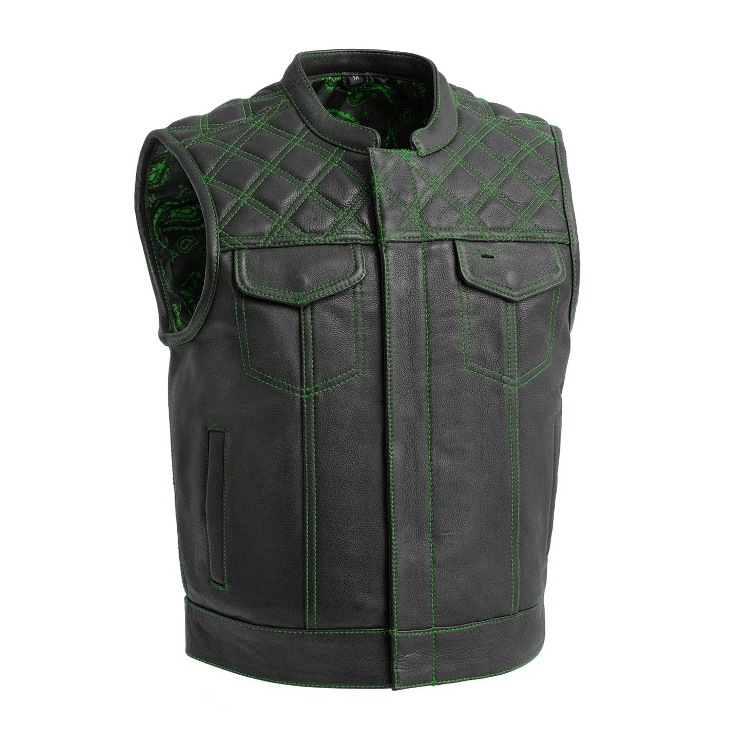 Upside Men's Club Style Leather Vest - First Manufacturing Company - Flyclothing LLC