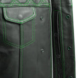 Upside Men's Club Style Leather Vest - First Manufacturing Company - Flyclothing LLC