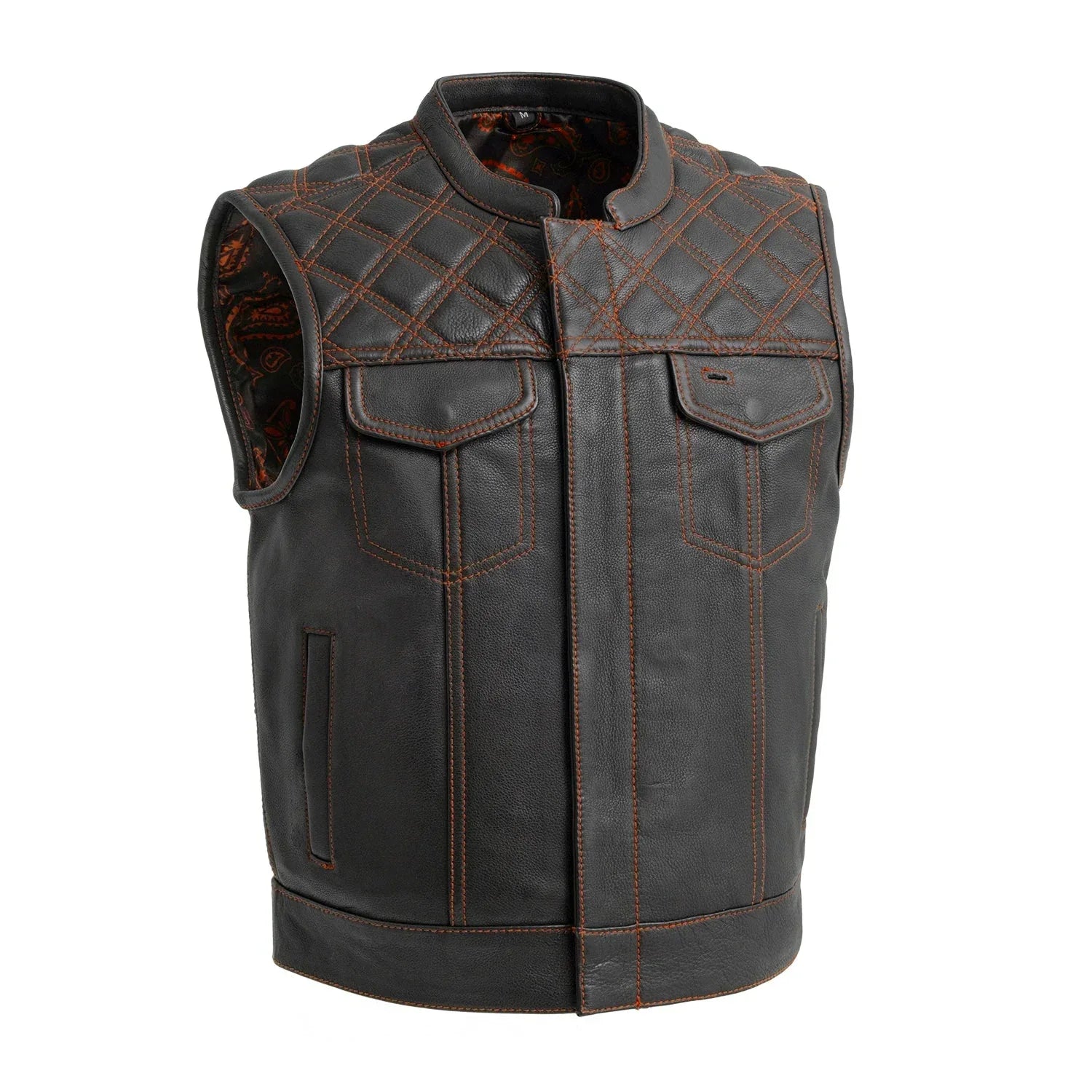 Upside Men's Club Style Leather Vest - First Manufacturing Company - Flyclothing LLC