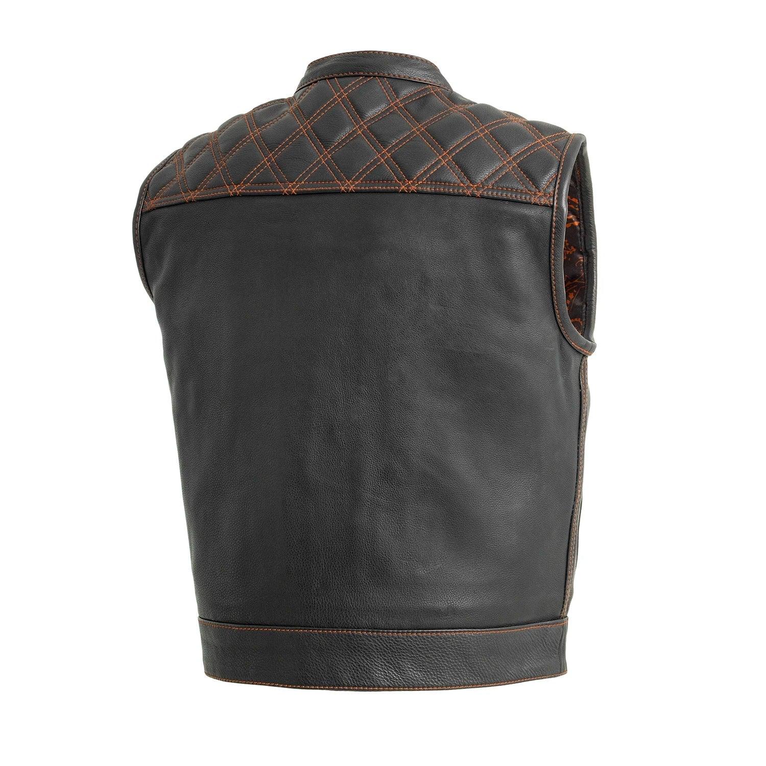 Upside Men's Club Style Leather Vest - First Manufacturing Company - Flyclothing LLC