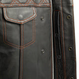 Upside Men's Club Style Leather Vest - First Manufacturing Company - Flyclothing LLC