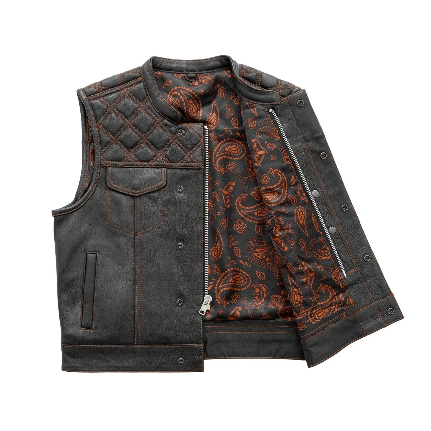 Upside Men's Club Style Leather Vest - First Manufacturing Company - Flyclothing LLC