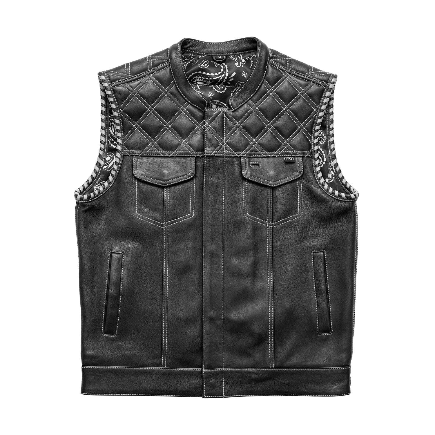 Sinister - Men's Motorcycle Leather Vest - First Manufacturing Company - Flyclothing LLC