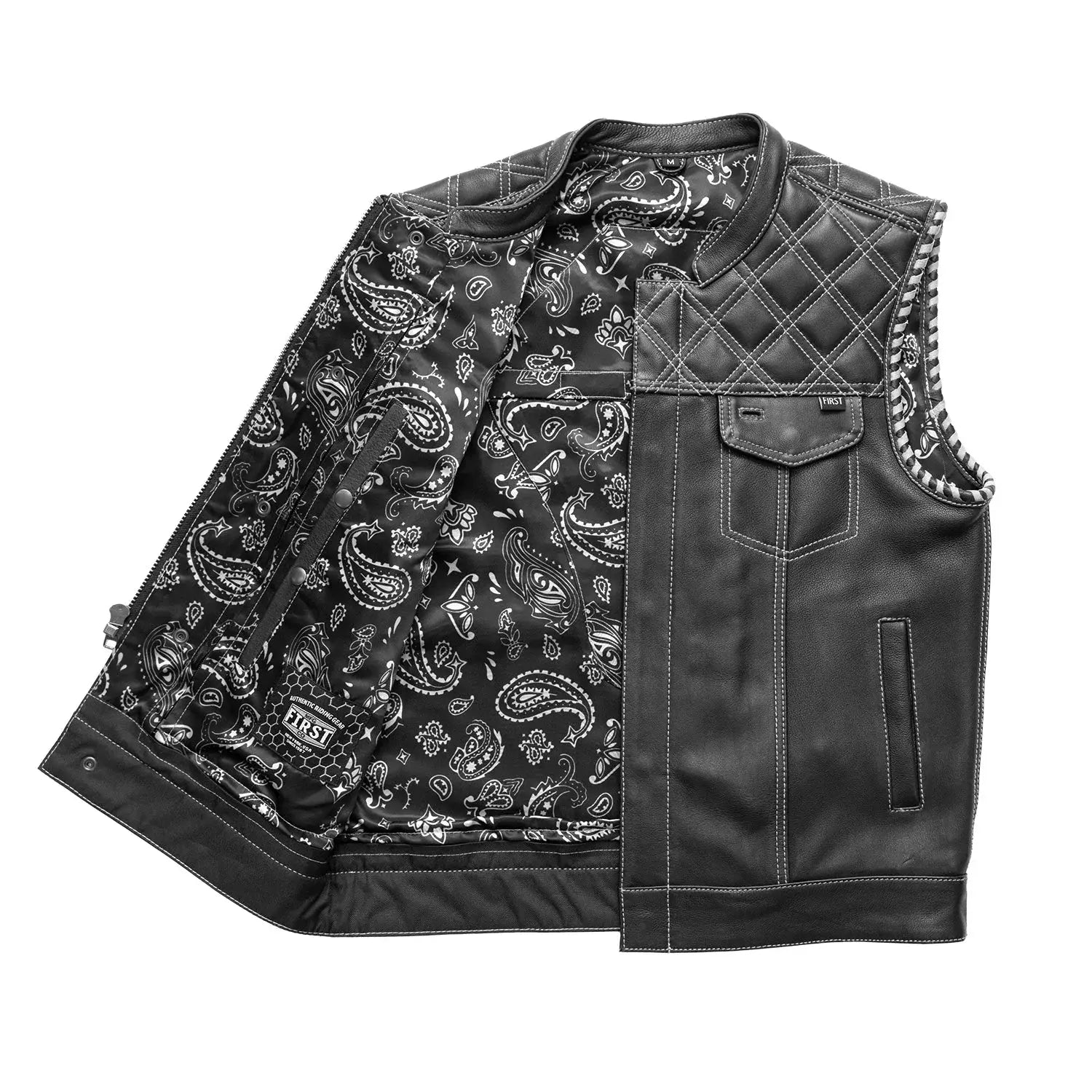 Sinister - Men's Motorcycle Leather Vest - First Manufacturing Company - Flyclothing LLC