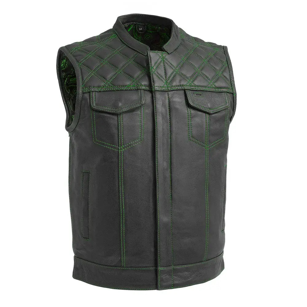 Downside Men's Motorcycle Leather Vest - First Manufacturing Company - Flyclothing LLC