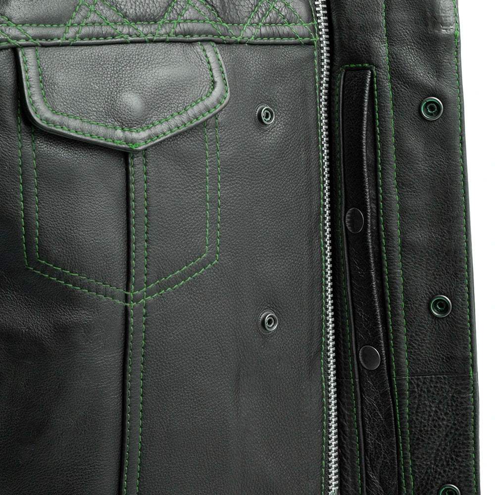 Downside Men's Motorcycle Leather Vest - First Manufacturing Company - Flyclothing LLC