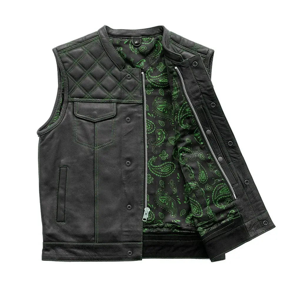 Downside Men's Motorcycle Leather Vest - First Manufacturing Company - Flyclothing LLC