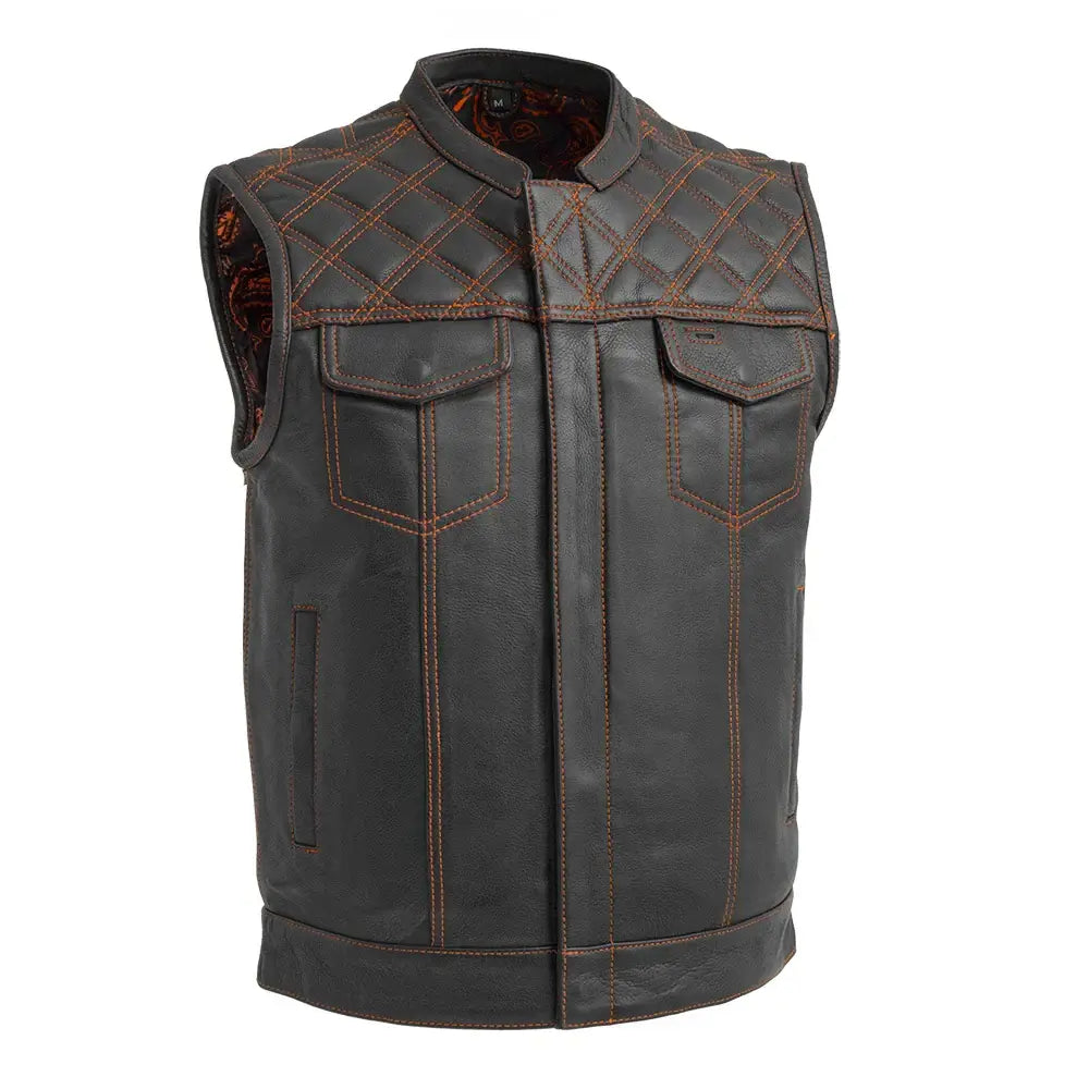 Downside Men's Motorcycle Leather Vest - First Manufacturing Company - Flyclothing LLC