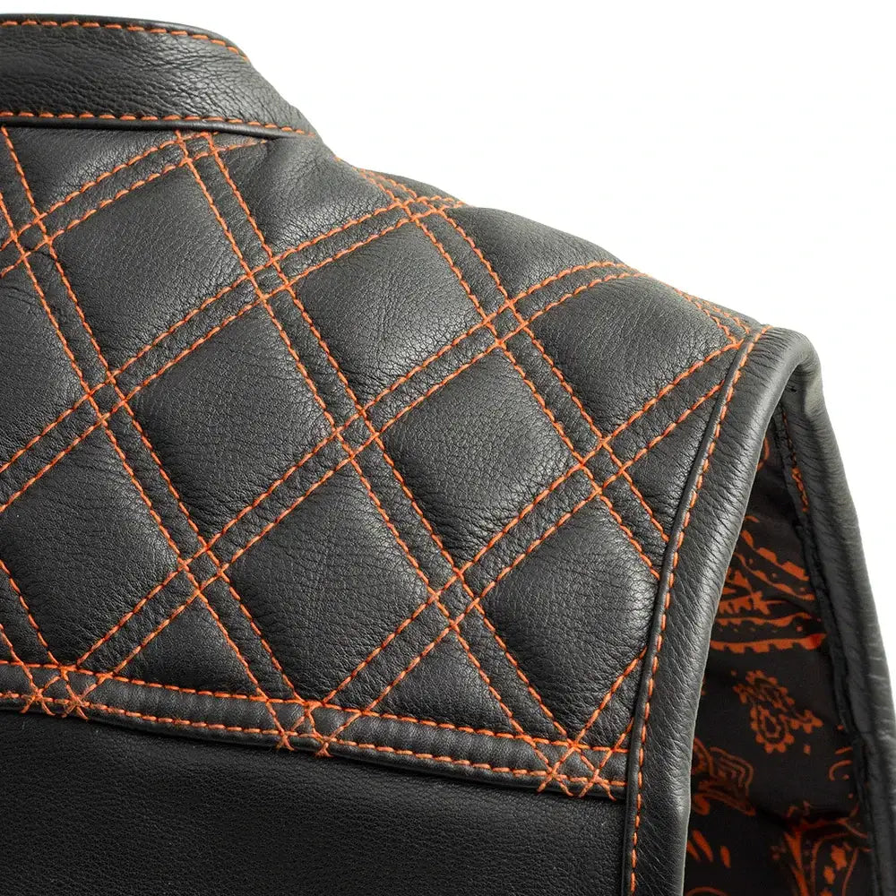 Downside Men's Motorcycle Leather Vest - First Manufacturing Company - Flyclothing LLC
