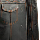 Downside Men's Motorcycle Leather Vest - First Manufacturing Company - Flyclothing LLC