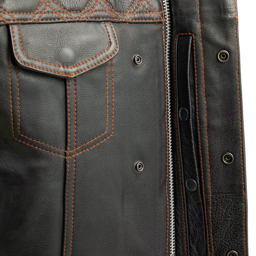 Downside Men's Motorcycle Leather Vest - First Manufacturing Company - Flyclothing LLC