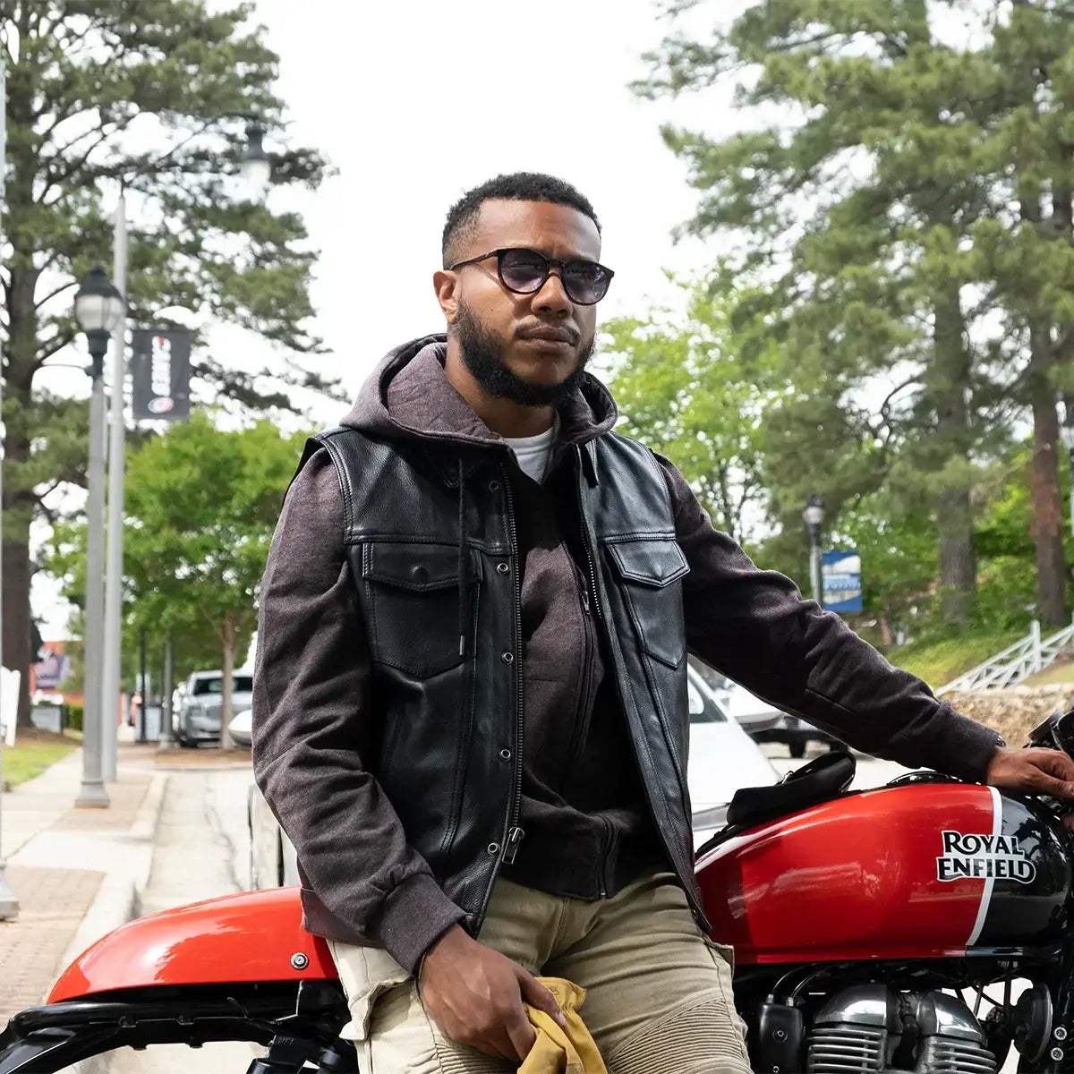 Kent Men's Motorcycle Leather Vest and Hoodie - First Manufacturing Company - Flyclothing LLC
