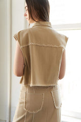 BETWEEN THE PAGES WOVEN TWILL VEST - Flying Tomato - Flyclothing LLC