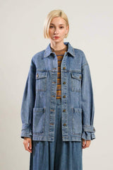 BREATHTAKING CHARM DENIM MIDI JACKET - Flying Tomato - Flyclothing LLC