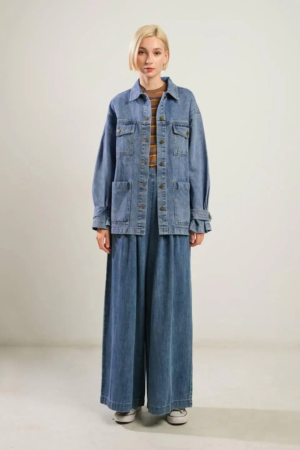 BREATHTAKING CHARM DENIM MIDI JACKET - Flying Tomato - Flyclothing LLC