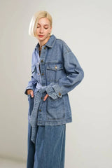 BREATHTAKING CHARM DENIM MIDI JACKET - Flying Tomato - Flyclothing LLC